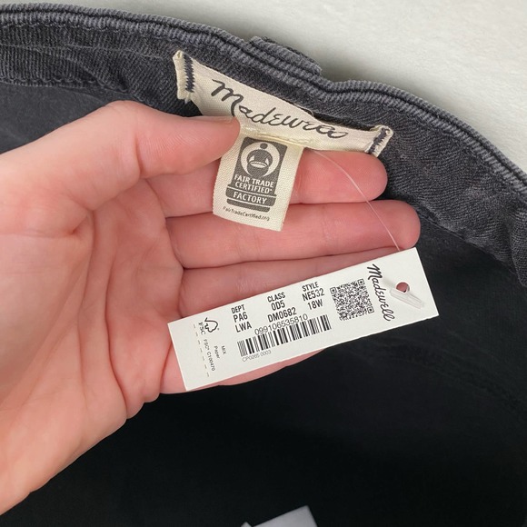 NWT Madewell Women's Size 18W Black High Rise‎ Denim Shorts Cuffed Hem Casual - Picture 10 of 12